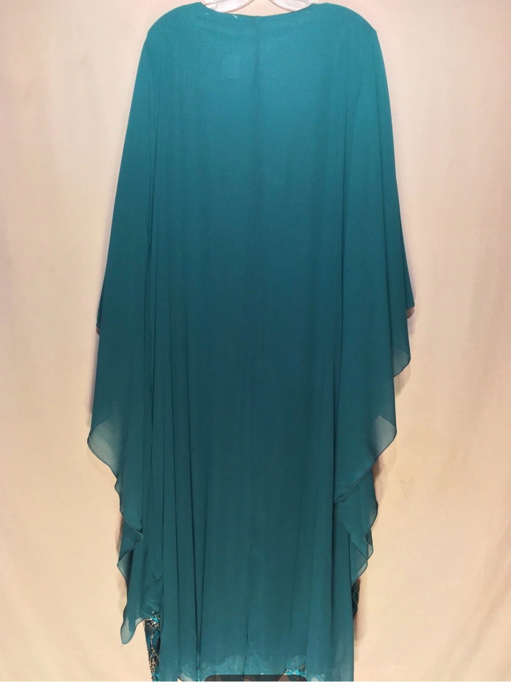 Vintage Embellished Teal Sequin Evening Kaftan - Picture 3 of 3